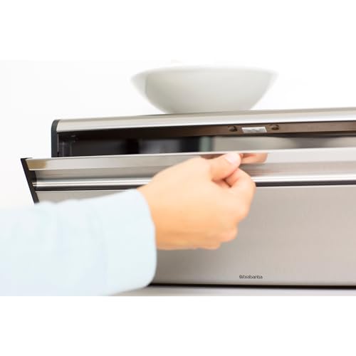 Brabantia Matte Steel Rectangular Fall Front Bread Box for Kitchen Countertop, Holds 2 Loaves