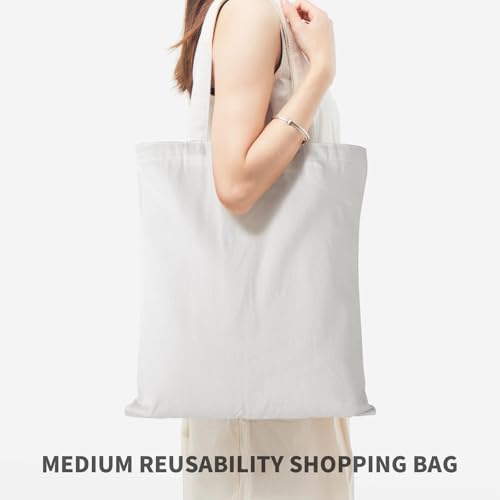 60 Pack Sublimation Canvas Tote Bags 14x16 Inch Reusable Grocery Bags for Heat Transfer DIY Crafting White