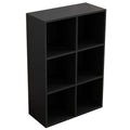 6-Cube Storage Shelf Bookcase in Black - Multi-Purpose Wooden Organizer