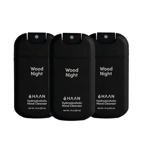 HAAN Hydrating Hand Cleansing Spray - Hydrating Cleansers for Fresh Hands - Moisturizes and Refreshes - Travel Size - Wood Night - 3 pc