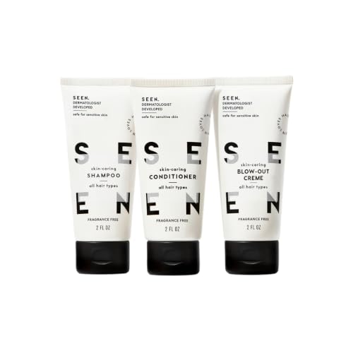 Fragrance-Free Hair Care Set - Non-Comedogenic Shampoo, Conditioner & Blow-Out Cream - Sensitive Skin Safe