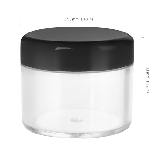 HOIGON 96 PCS 20g 20ml Clear Plastic Sample Containers, Leak-Proof Round Plastic Cosmetic Containers with Black Screw Lids for Creams, Lotions, Makeup, Colored Acrylics