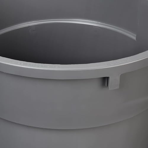 Heavy Duty 32 Gallon Round Trash Can Set - Outdoor Waste Baskets, Grey, Pack of 2