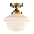 Gold Semi Flush Mount Ceiling Light Modern Schoolhouse Fixture Milk White Glass - Variation of THIS listing