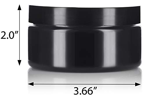 8 oz Black PET Plastic Airtight Storage Jar with Lid - Refillable, Low Profile