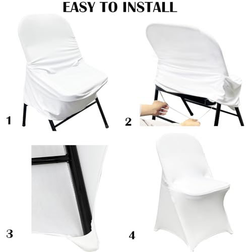 White 40PCS Waterproof Spandex Folding Chair Covers for Party & Events