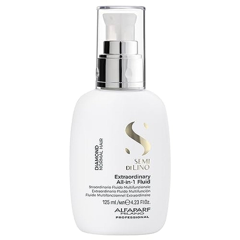 ALFAPARF MILANO Semi di Lino Diamond Extraordinary All-in-1 Leave-In Fluid with Thermal Protection - Detangles, Protects, Softens, Smooths, Controls, Seals Cuticles - Vegan Formula - 4.23 fl. oz.
