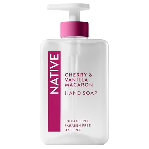 Native Liquid Hand Soap Pack of 6 - Cherry & Vanilla Macaron Scent, Non-Drying, Plant-Based, 13 Fl Oz