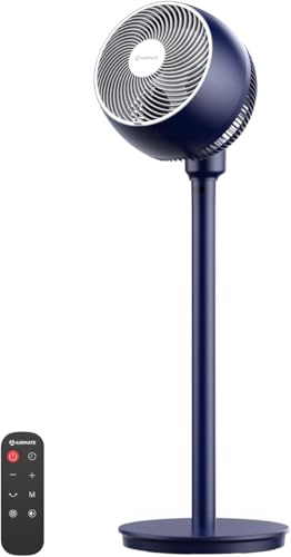 Standing Pedestal Fan with Remote, 12 Speeds, Quiet DC Motor, 9-Inch Blade, Adjustable Height