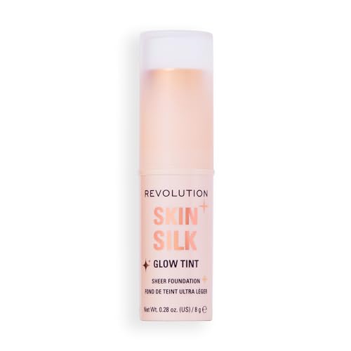 Revolution, Skin Silk Glow Tint Sheer Foundation Stick, Sheer-Light Coverage & Buildable for Even Complexion, Vegan & Cruelty-Free, Light Neutral, 0.28 oz