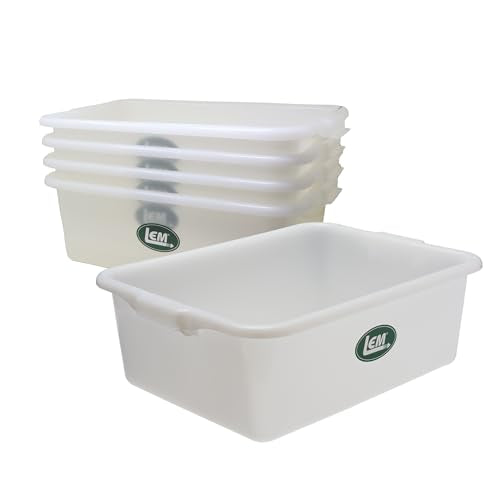 Heavy Duty Meat Lugs - White Plastic Food-Grade Totes for Meat Processing - 5 Pack