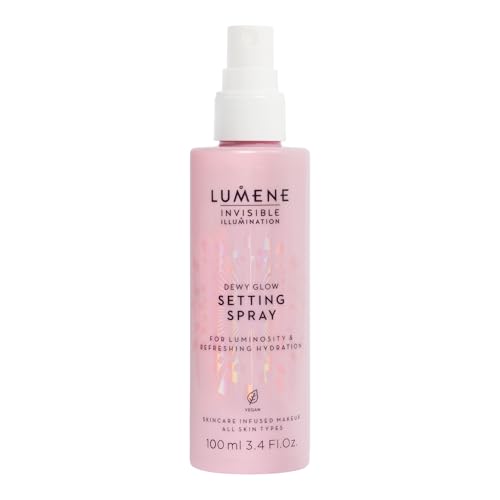 Lumene Dewy Glow Setting Spray - Hydrating Facial Primer & Makeup Fixer - All Skin Types - 3.4 fl oz