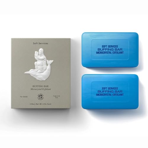SOFT.SERVICESS Buffing Bar Microcrystal Exfoliating Body Bar for KP and Ingrown Hair (2 pack, 7.5 oz)