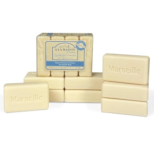 Hypoallergenic Unscented Bar Soap - 12 Pack, 3.5 Oz Each - Natural French-Milled Moisturizing Soap