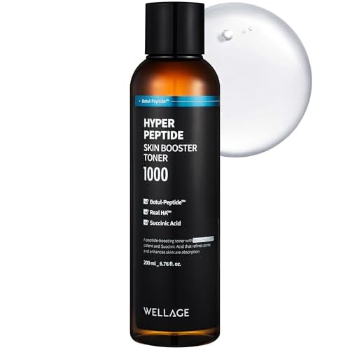 WELLAGE Hyper Peptide Skin Booster Face Toner - Korean Beauty Facial Astringent, Infused Peptide PHA, Anti-Aging, Wrinkle & Elasticity Improvement - for Uneven Texture, Reduces Pores, 6.76 fl.oz.