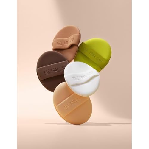 THE TOOL LAB Long-Lasting Cover Puff (Oval) - Korean Olive Young Makeup Puff Sponge for Liquid Foundation Cushion Shading Blusher, 5 Layer Memory Foam for Extra Coverage - 2.9 inch