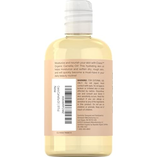 Coera Camellia Seed Oil Organic | 8 fl oz | Moisturizing Oil for Hair and Skin | Free of Parabens, SLS, & Fragrances