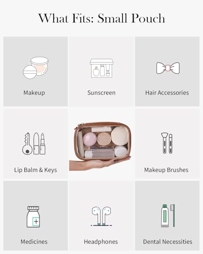 Pocmimut Large & Small Clear Makeup & Toiletry Bags for Travel, Brown