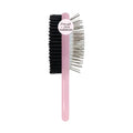 Dual-Sided Travel Hair Brush with Boar Bristles & Metal Pins for Detangling & Styling