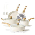 SENSARTE Granite Ceramic Non-Stick Cookware Set - White, 14 Pieces, Induction Compatible