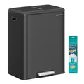 SONGMICS Stainless Steel Trash Can 2 x 8 Gallon, Black - Version 2