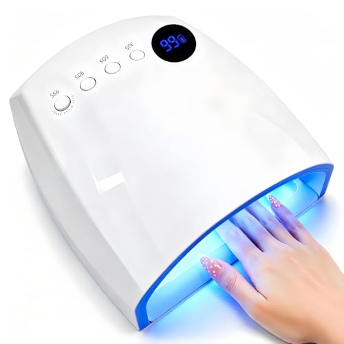 White 96W Cordless UV LED Nail Lamp with 4 Timers & Auto Sensor