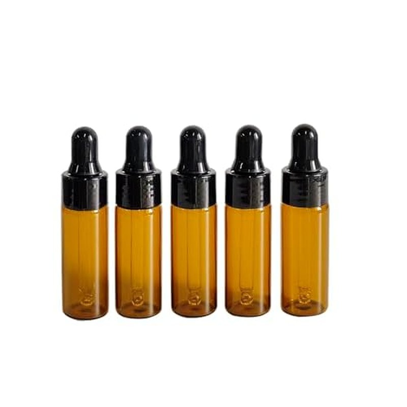 50Pcs 5ml Sample Dropper Bottles,Amber Glass Dropper Bottles for Essential Oils Sample Cosmetic Perfume Traveling