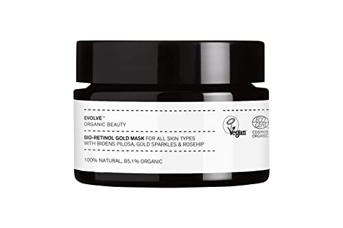 Evolve Organic Beauty Bio-Retinol Gold Face Mask 1 oz - Nourishing Anti-Aging Skin Treatment