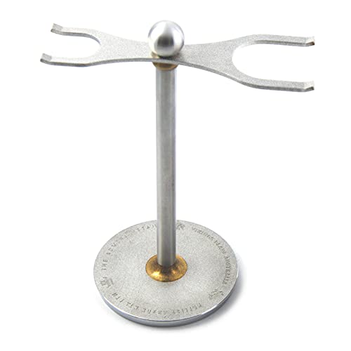 Heavy Duty Viking Style Razor & Brush Stand - Antique Stainless Steel & Brass