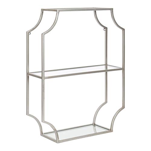 Kate and Laurel Ciel Silver Geometric Wall Shelf 18x24 - Modern Decor