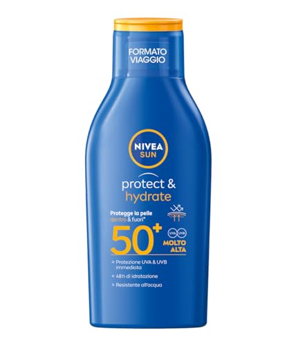 NIVEA Sun Protect & Hydrate Travel Size Sunscreen Lotion 100ml - Water-Resistant, Fast-Absorbing, Vitamin C & Hyaluronic Acid