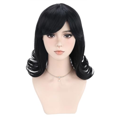 Short Black Wig for Cosplay & Costume Party - Layered & Straight Style with Adjustable Cap