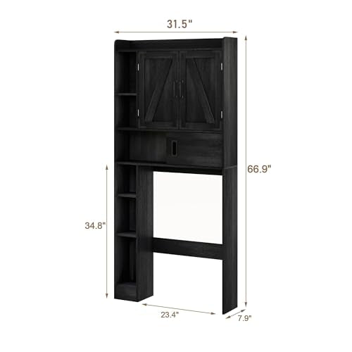 ChooChoo Black Over-the-Toilet Bathroom Storage Cabinet with Sliding Door