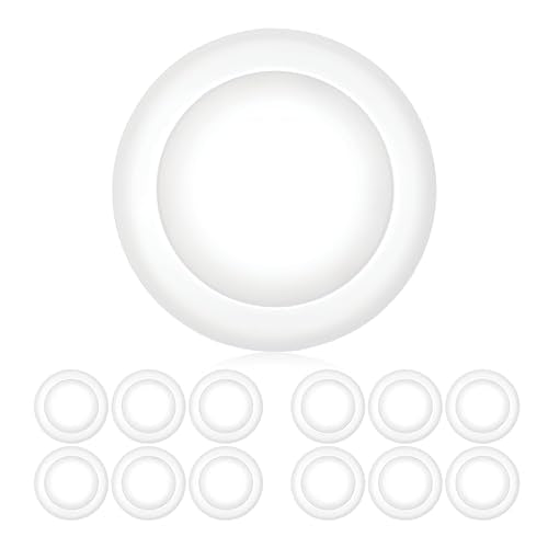 12 Pack 5/6 Inch Dimmable LED Disk Lights - Daylight 5000K Surface Flush Mount