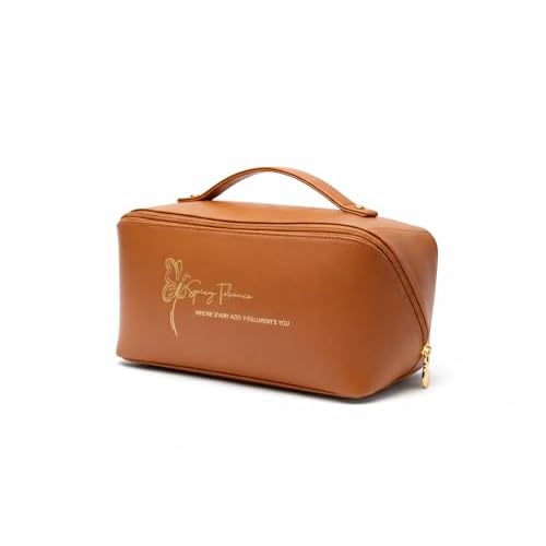 Travel Makeup Bag for Women ? Structured Vegan Leather Cosmetic Organizer with Compartments, Waterproof Toiletry Bag, Carry-On Friendly, Gift-Ready
