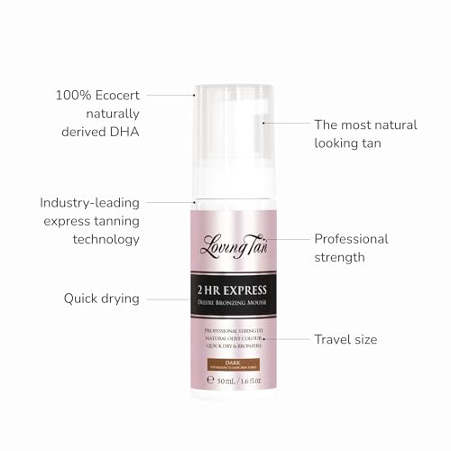 Loving Tan 2 HR Express Self Tanner Mousse Mini Kit - Dark, 1.6 Fl Oz Travel Size