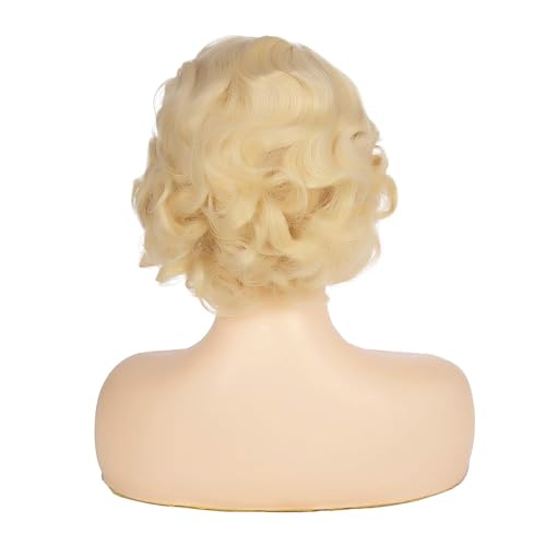 Blonde Short Curly Wig for Women 1920s Costume Halloween Cosplay with Cap - Variation of THIS listing