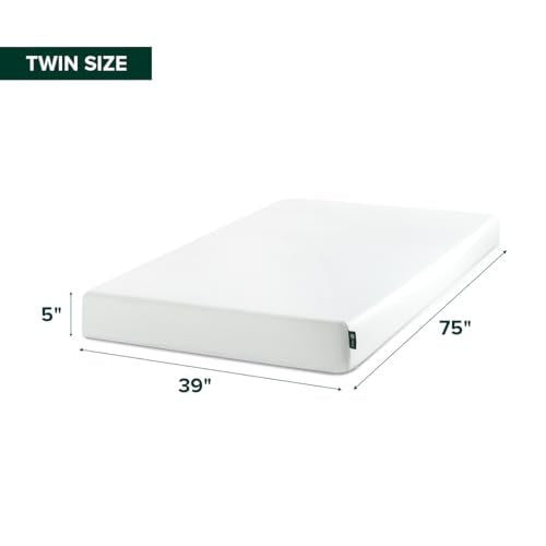 White Twin Green Tea Memory Foam Mattress 5 Inch Medium Firm Zinus