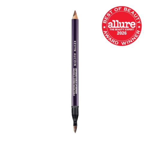 Lip Liner Pencil - Neutral Nude Divine Shade, Long-Wearing & Water-Resistant with Brush - Dual-Ended Makeup Tool