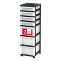 7-Drawer Rolling Storage Cart with Wheels - Black and Pearl Finish