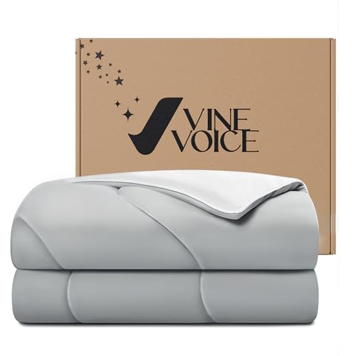 Cooling Comforter Queen 90x90 Silver Gray for Hot Sleepers - Breathable, Fluffy Bed Quilt