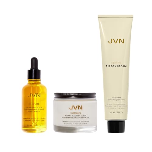 JVN Hair Care Set - Scalp Oil, Air Dry Cream & Repair Serum for Frizz & Heat Protection