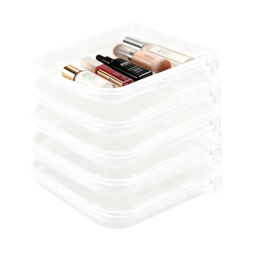 Clear Hard Shell Zipper Case, Clear Zipper Pouches for Travel, Toiletries, Makeup, Electronics & Pencils£¨5Pcs, Medium£©