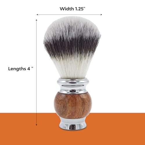 Men's Shaving Brush with Synthetic Silvertip Bristles - Hardwood & Stainless Steel