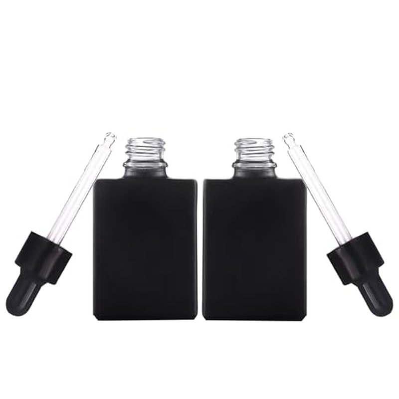 6 Pack 1.7oz Black Square Glass Dropper Bottles 50ML Square Essential Oils Dropper Bottles Tincture Bottle with Eye Dropper for Perfumes, Liquids, Hair and Body Oils (Black)