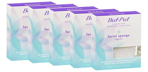 Buf-Puf Facial Sponge Pack of 5 - Gentle Exfoliating Deep Clean & Makeup Remover - 1 Count Variation