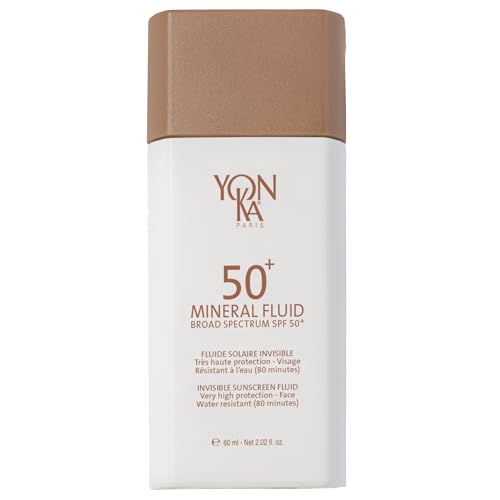 Yonka Paris SPF 50 Mineral Sunscreen Fluid 2oz - No White Cast, Water-Resistant, Broad Spectrum UV Protection