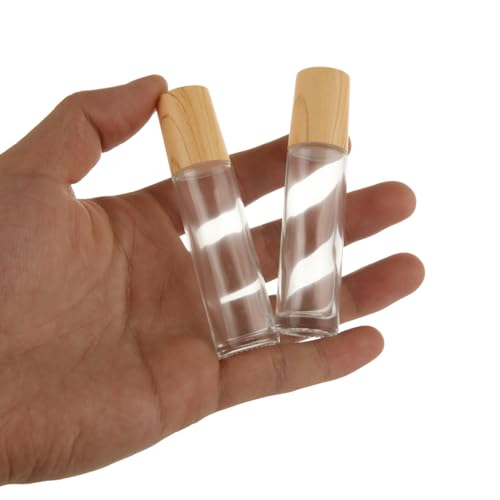 Glass Roll-On Bottle for Essential Oils 10ml with Bamboo Lid - Leakproof & Travel-Friendly