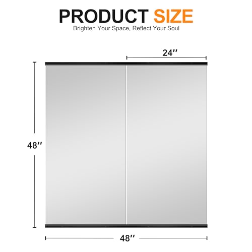 Delma 48''x24'' Frameless Full Body Gym Mirrors 2-Pack - Black Frame