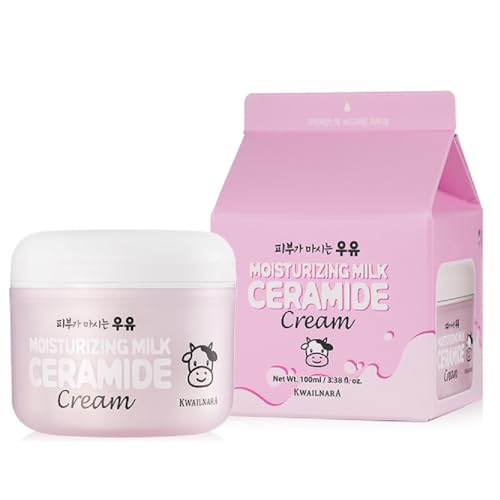 KWAILNARA Ceramide Milk Facial Moisturizer (3.38 Fl Oz) ? Korean Face Moisturizer for Barrier Repair & Deep Hydration | Milk Protein, Royal Jelly & Strengthening Ceramides | Non-Greasy Daily Care